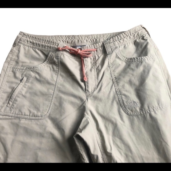 The North Face Horizon Pants Crop Khaki Roll Tab Hem Drawstring Waist 12X27” - Picture 3 of 8